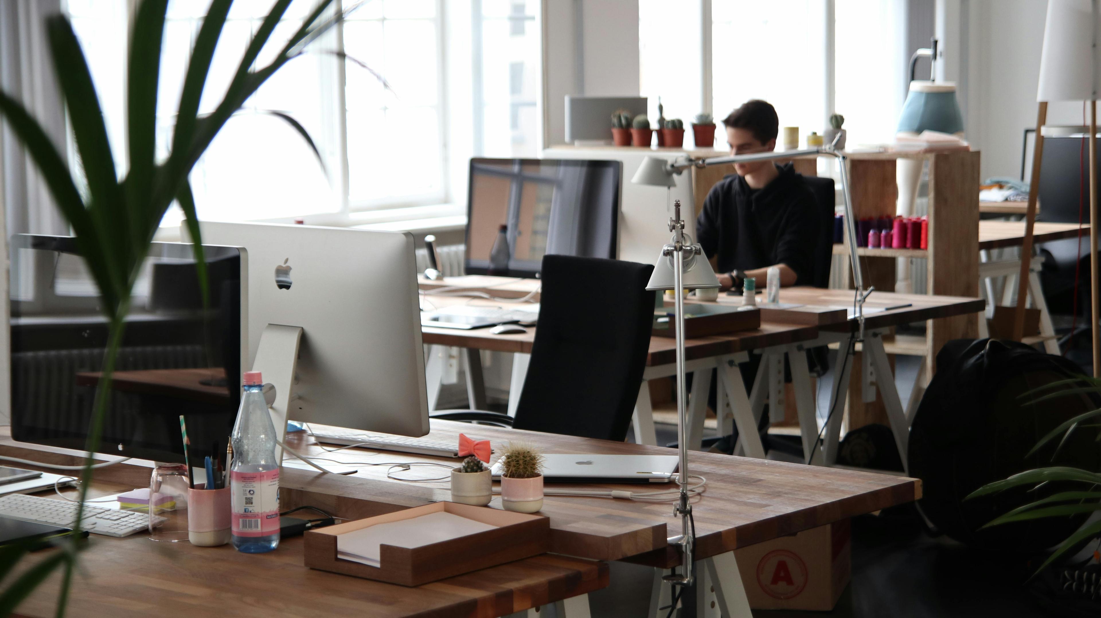 Open-plan office workstations with modern fit-out, Cyber City Gurugram